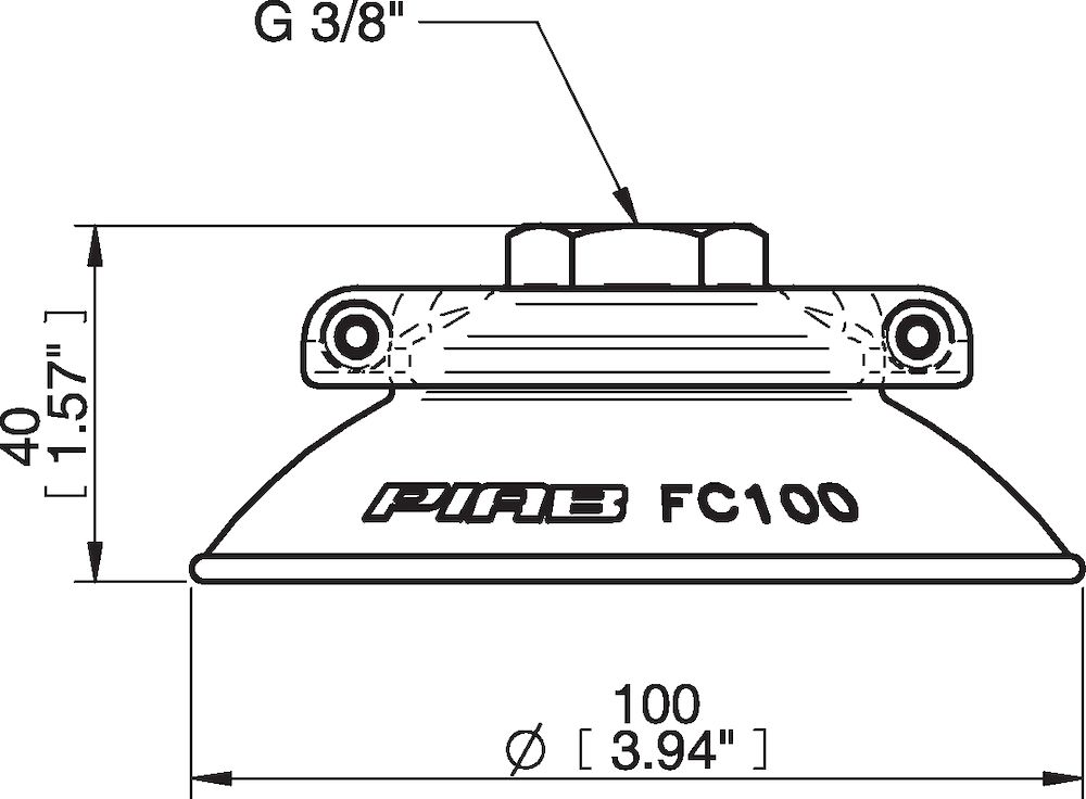 Piab Suction cup FC100P Polyurethane 40, G3/8 female