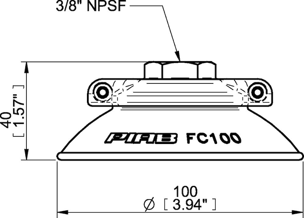 Piab Suction cup FC100P Polyurethane 40, 3/8 NPSF female