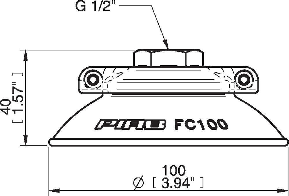 Piab Suction cup FC100P Polyurethane 40, G1/2 female