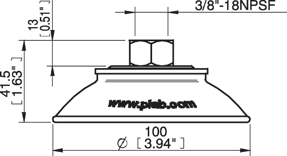 Piab Suction cup FC100P Polyurethane 60, brass 3/8 NPSF female