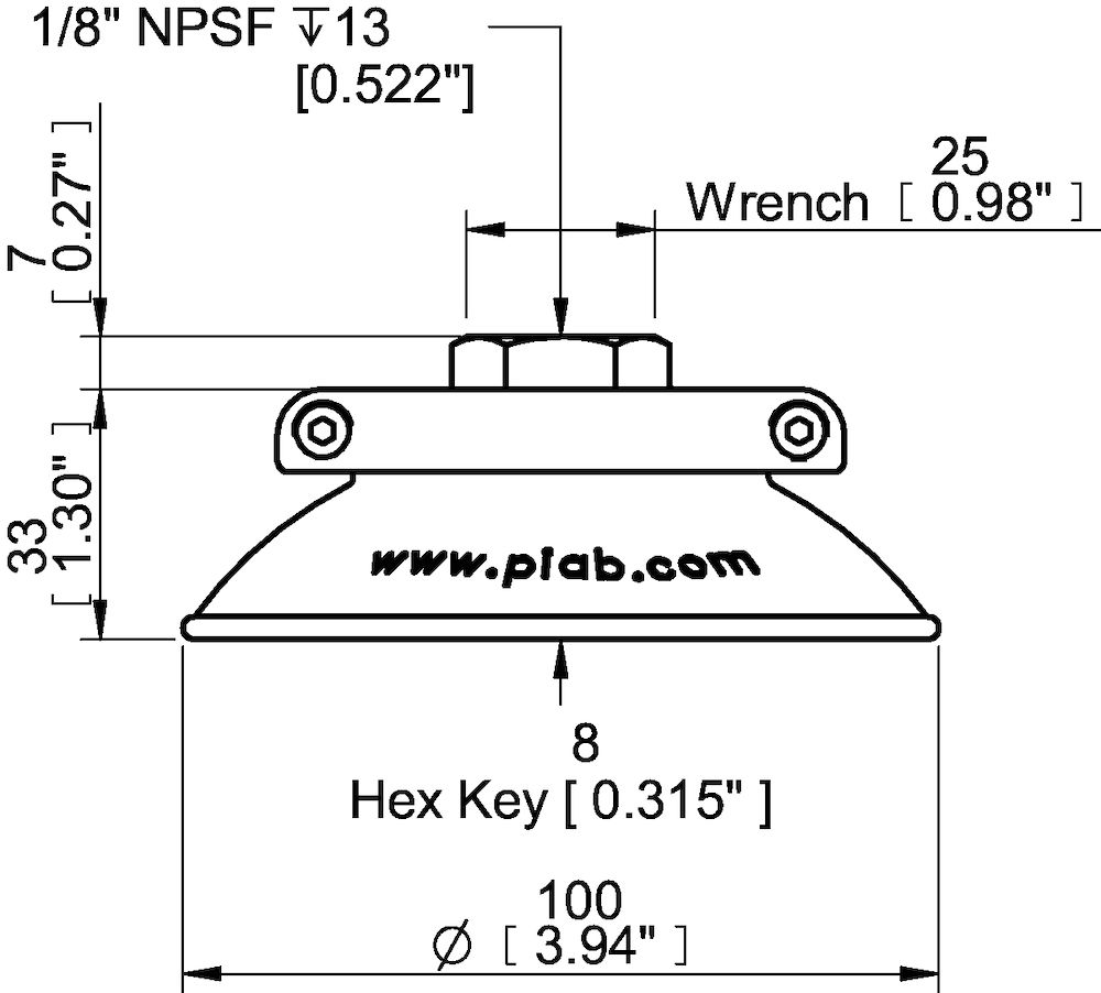 Piab Suction cup FC100 Nitrile-PVC 60, 1/8 NPSF female, with mesh filter