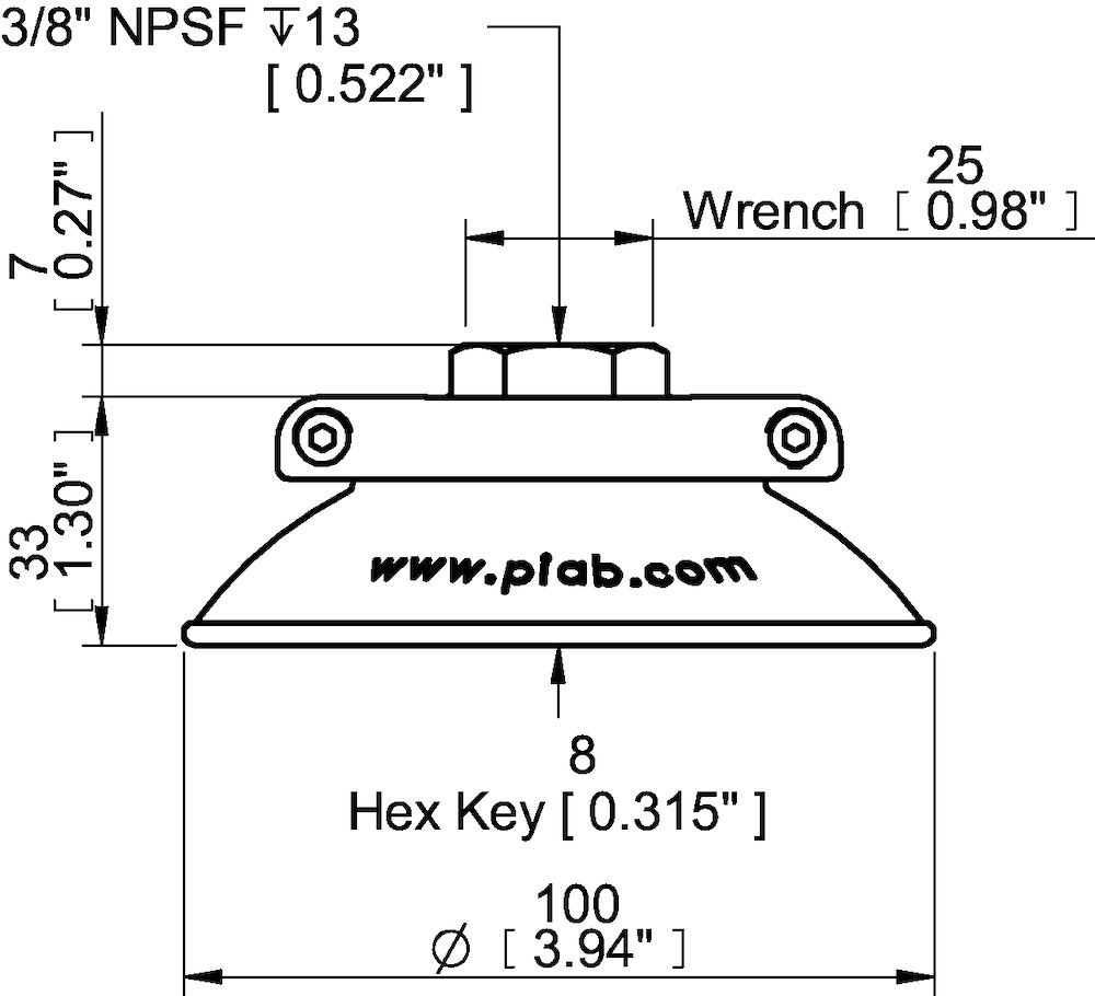 Piab Suction cup FC100 Nitrile-PVC 60, 3/8 NPSF female, with mesh filter