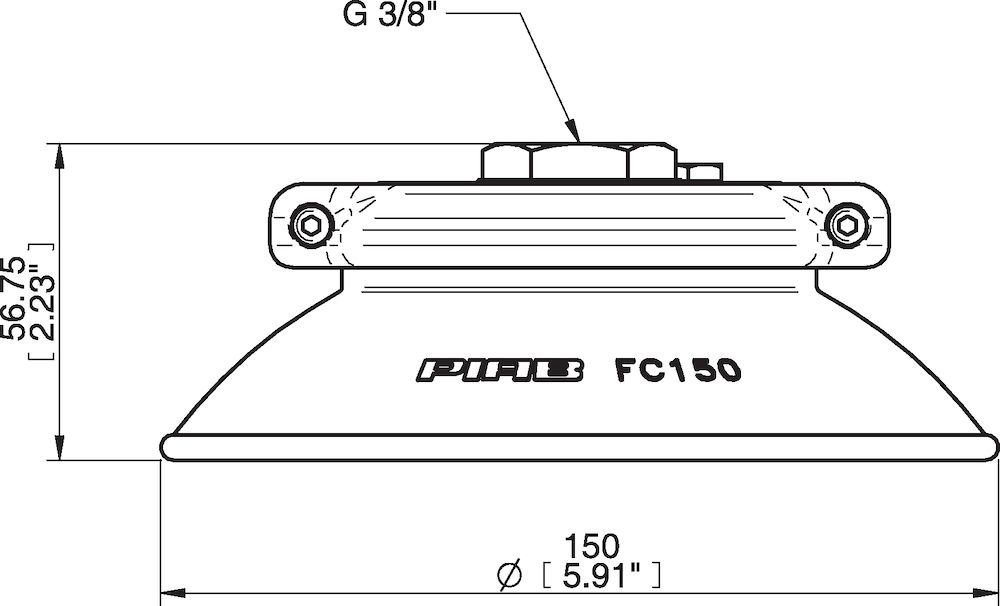 Piab Suction cup FC150P Polyurethane 60, G3/8 female, with mesh filter