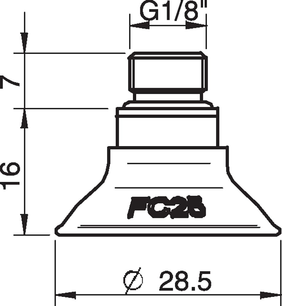 Piab Suction cup FC25P Polyurethane 50, 1/8 NPT male, with mesh filter