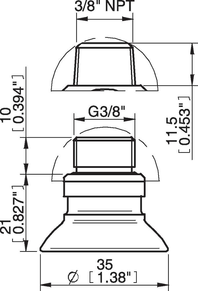 Piab Suction cup FC35P Polyurethane 50, G3/8 male, with mesh filter