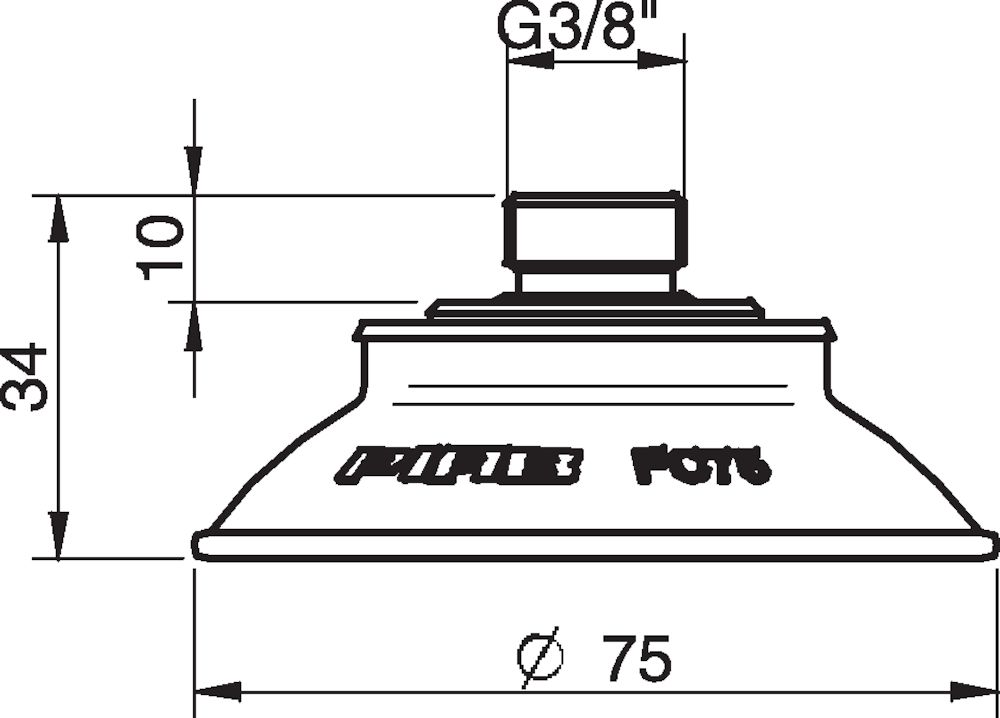 Piab Suction cup FC75P Polyurethane 40, thread insert G3/8 with mesh filter for Vacuum Gripper Syst