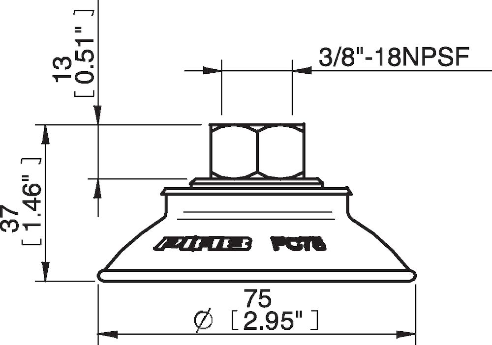 Piab Suction cup FC75P Polyurethane 40, brass 3/8 NPSF female