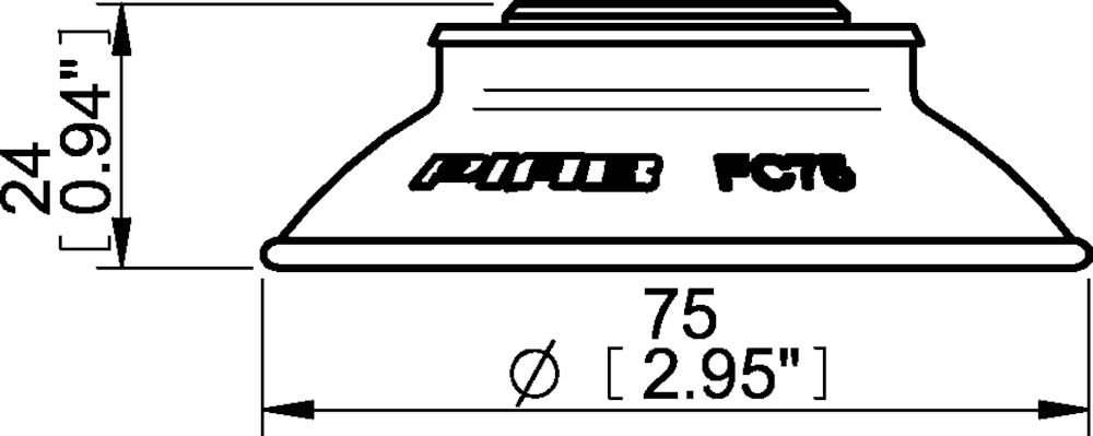 Piab Suction cup FC75P Polyurethane 60, thread insert G3/8 with mesh filter for Vacuum Gripper Syst