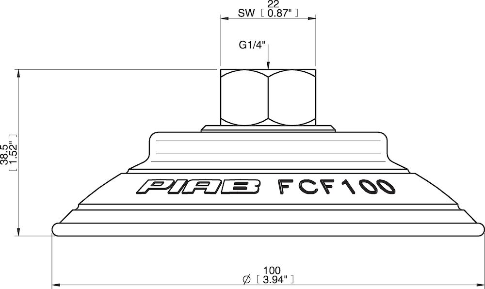 Piab Suction cup FCF100P Polyurethane 55/60, G1/4 female