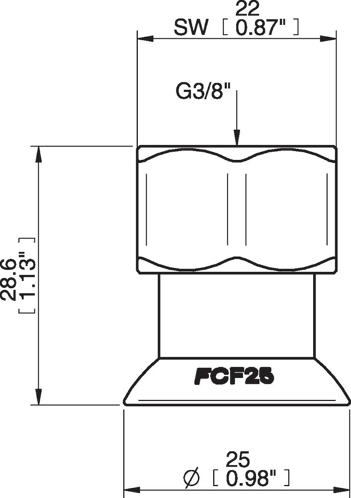Piab Suction cup FCF25P Polyurethane 55/60, G3/8 female