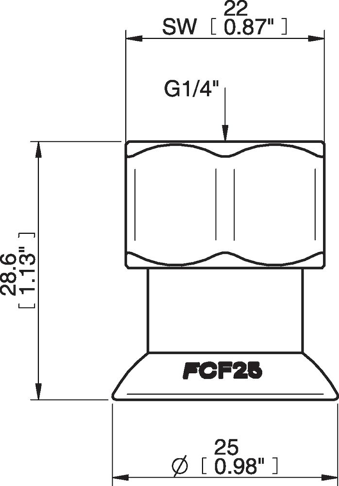 Piab Suction cup FCF25P Polyurethane 55/60, G1/4 female