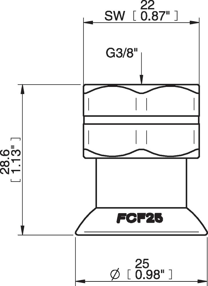 Piab Suction cup FCF25P Polyurethane 55/60, 3/8 NPT female