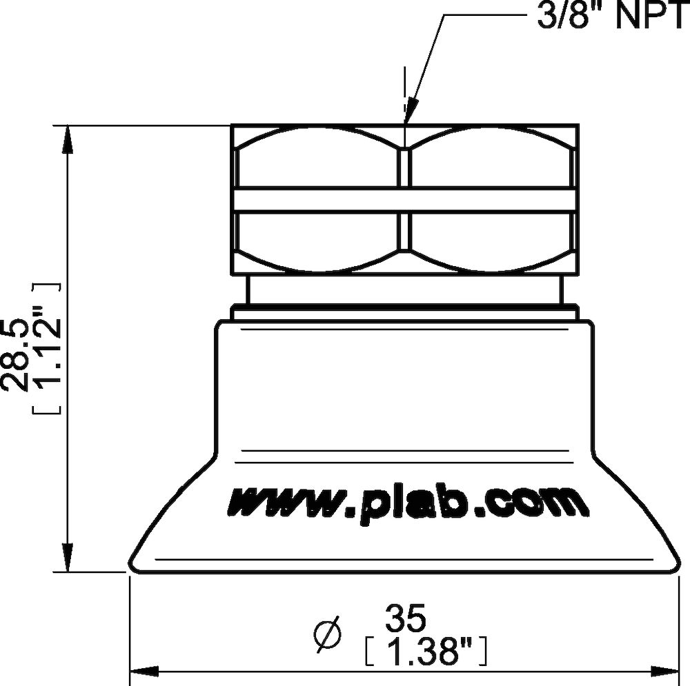 Piab Suction cup FCF35P Polyurethane 55/60, 3/8 NPT female