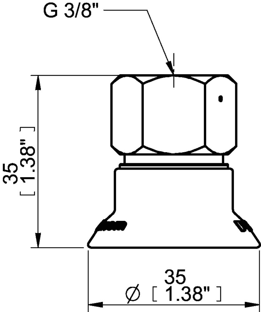 Piab Suction cup FCF35P Polyurethane 55/60, G3/8 female, 17 mm thread