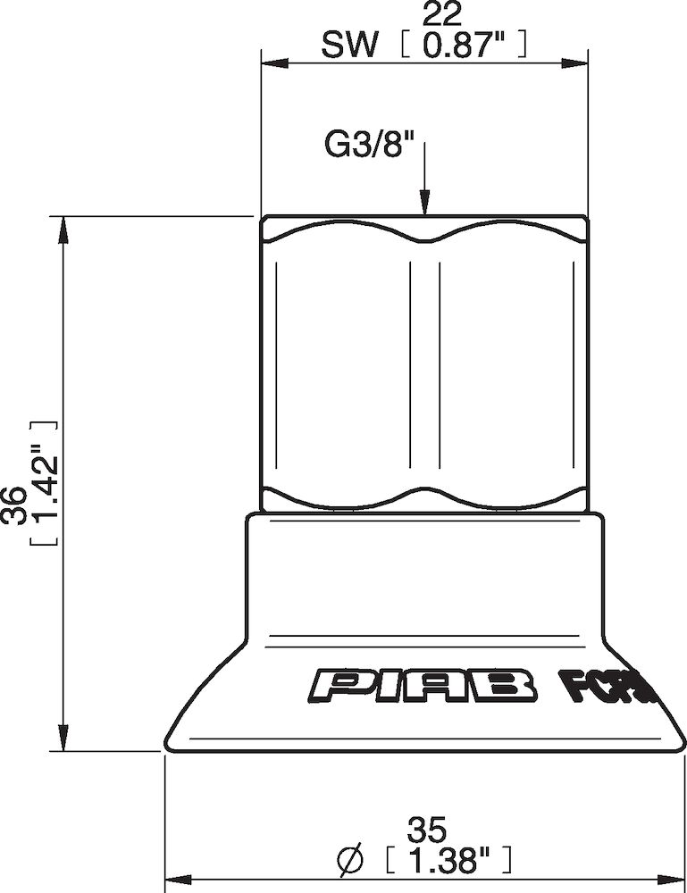 Piab Suction cup FCF35P Polyurethane 55/60, G3/8 female plastic