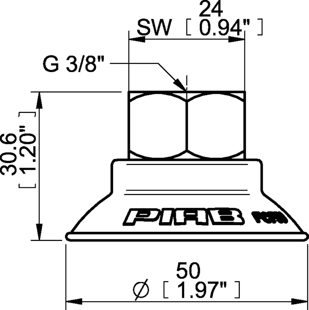 Piab Suction cup FCF50P Polyurethane 55/60, G3/8 female