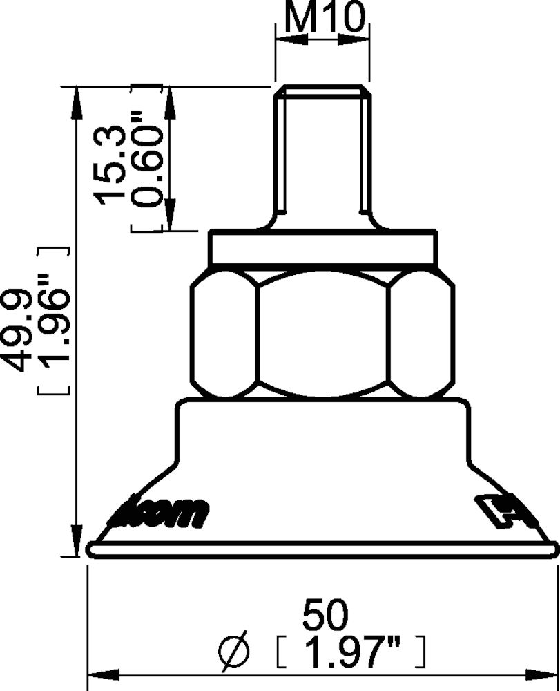 Piab Suction cup FCF50P Polyurethane 55/60, M10x1.5 male