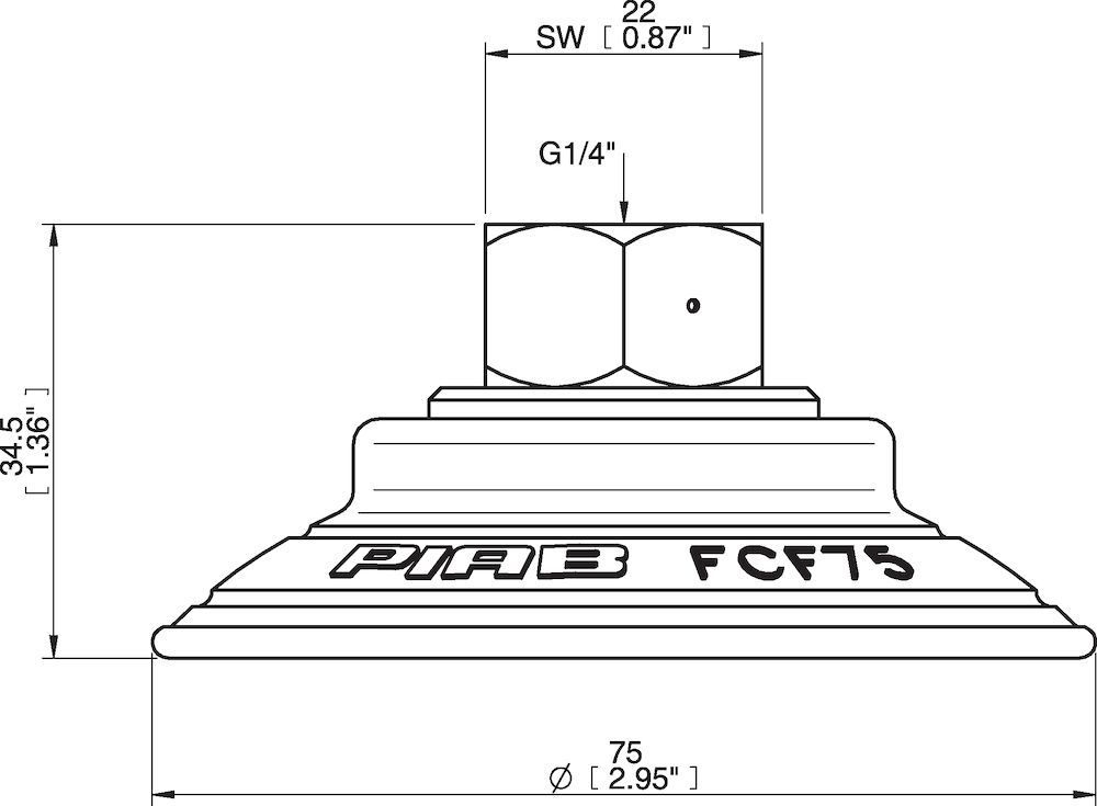 Piab Suction cup FCF75P Polyurethane 55/60, G1/4 female