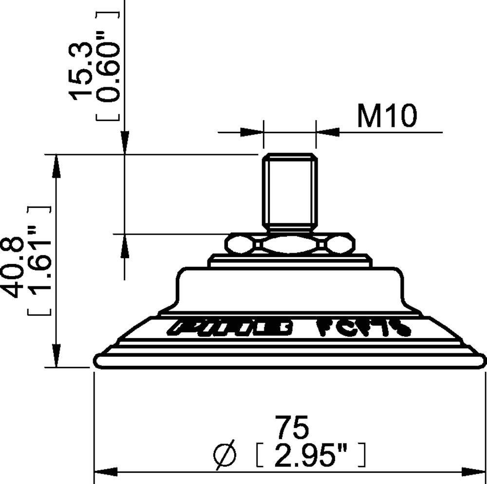 Piab Suction cup FCF75P Polyurethane 55/60, M10x1.5 male