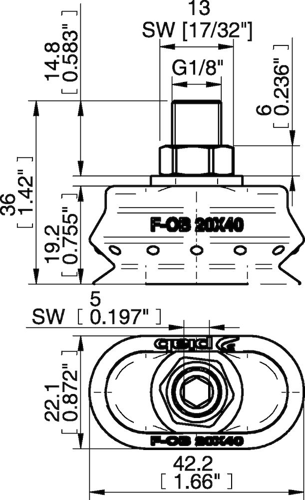 Piab FOB20X40.DS40.G18MSS.00 Suction cups and soft grippers