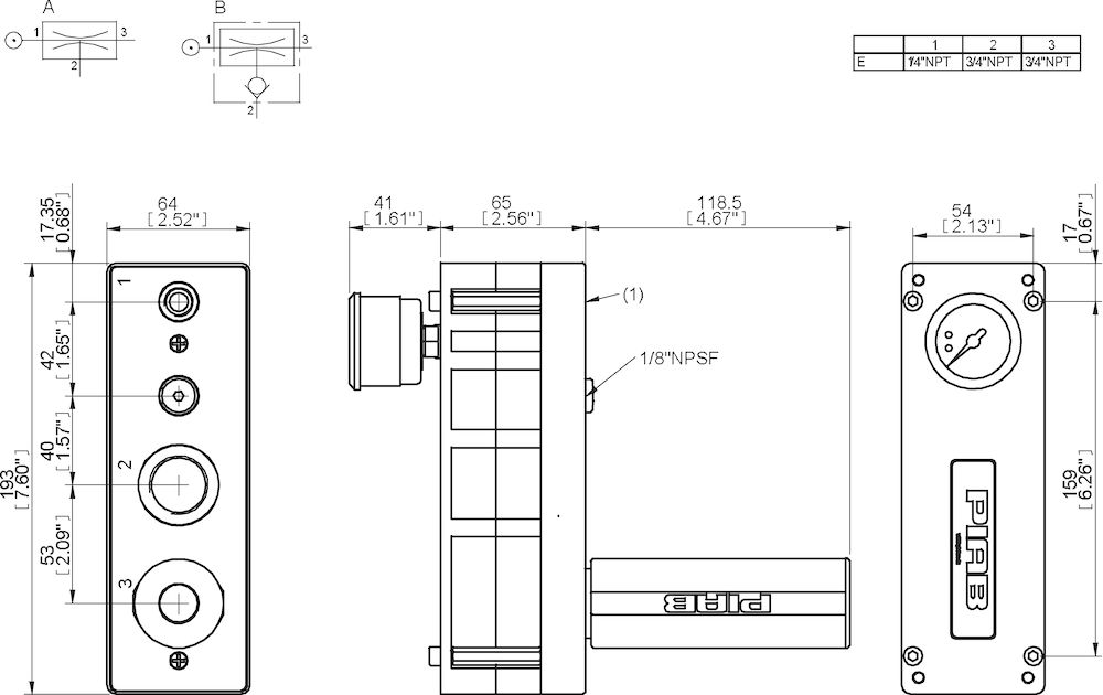 Piab Vacuum pump CLASSIC H120, conn. AD, NBR sealings