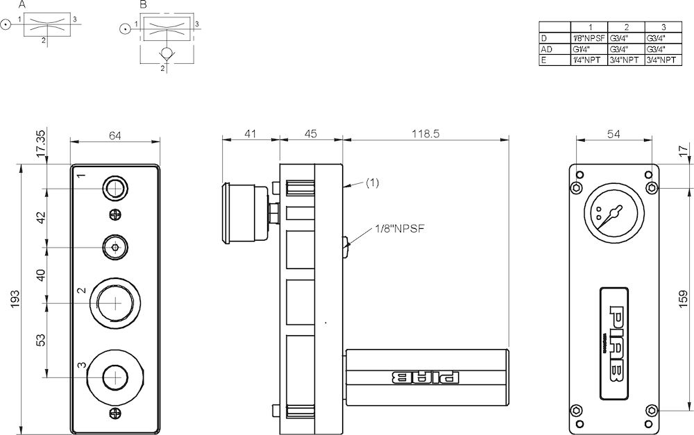 Piab Vacuum pump CLASSIC H40, conn. E, NBR seals