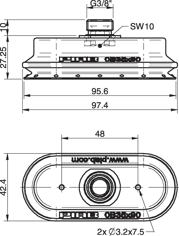 Piab Suction cup OB35x90P Polyurethane 30/60, thread insert G3/8 with mesh filter for Vacuum Grippe