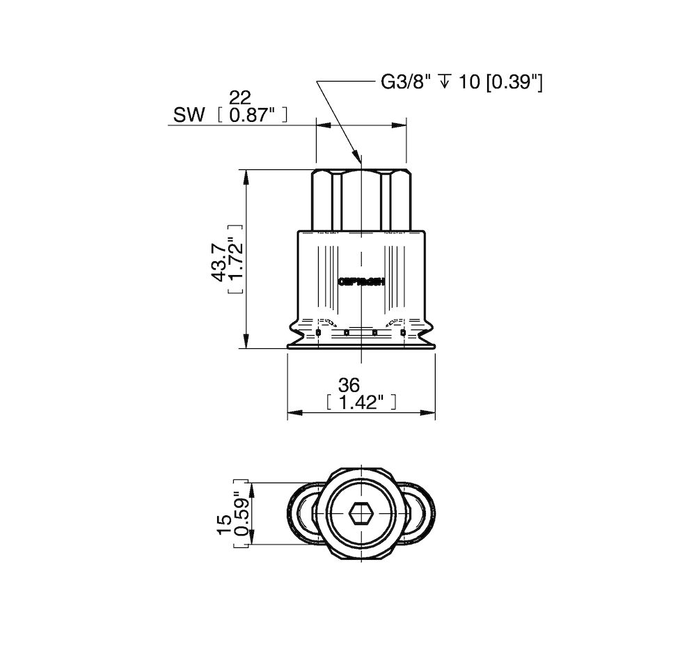 Piab Suction cup OBF15x35P H Polyurethane 60, G3/8 female plastic