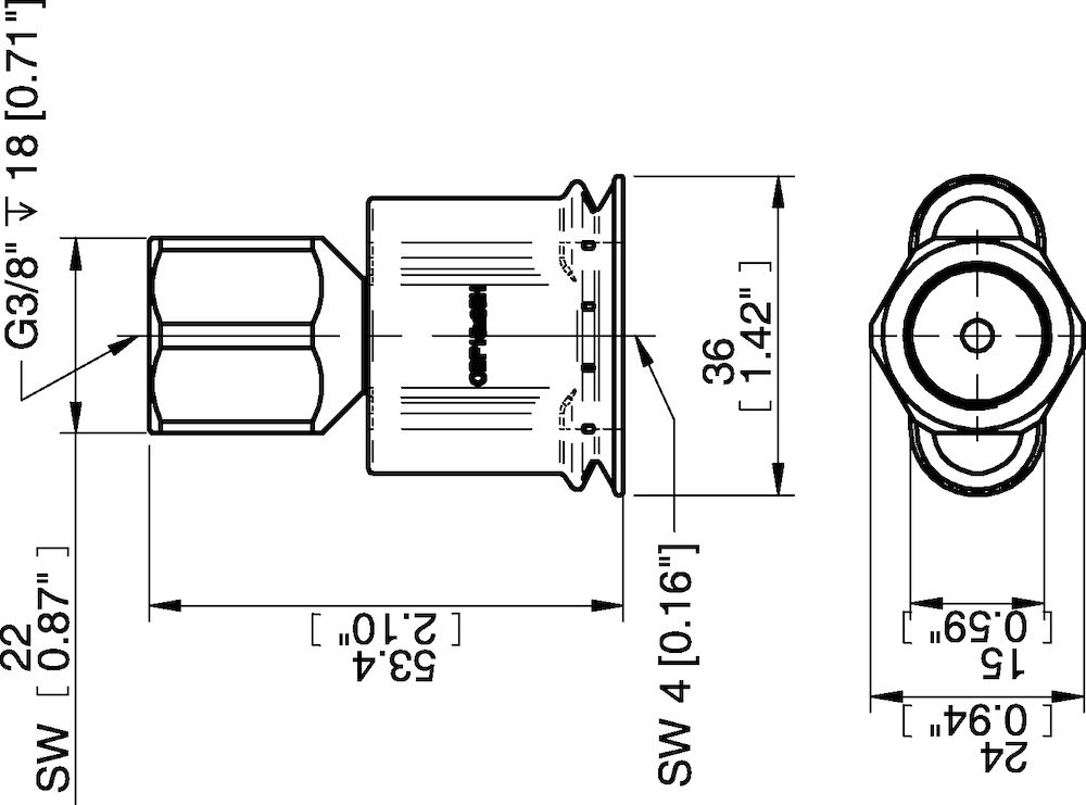 Piab Suction cup OBF15x35P H Polyurethane 60, G3/8 fem 17mm