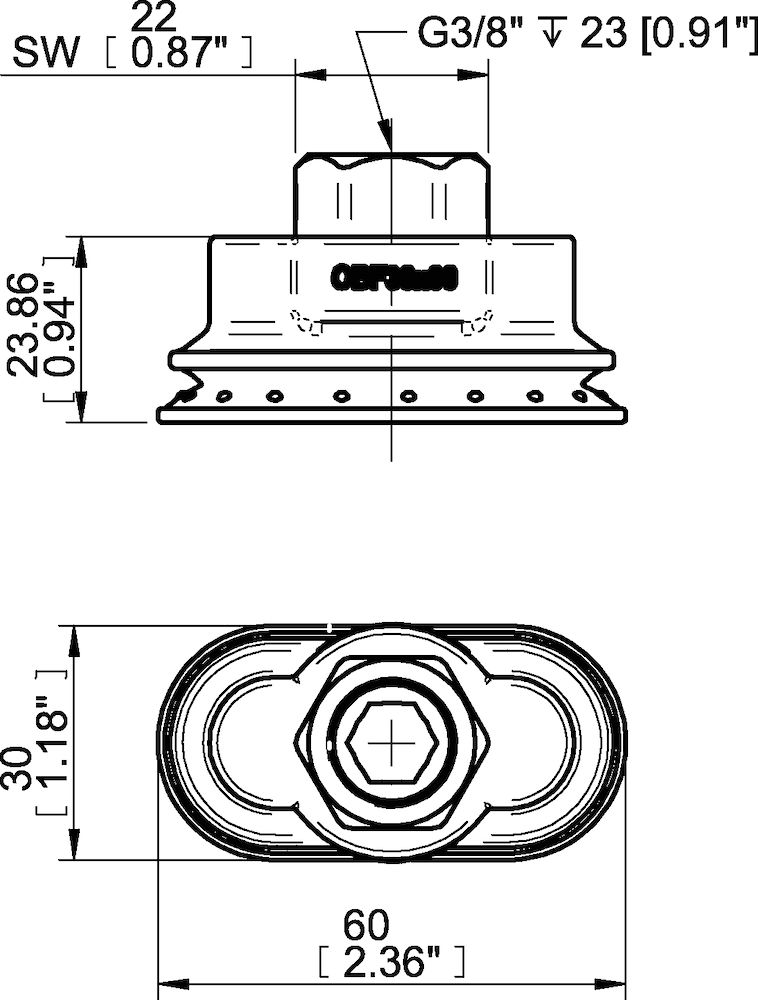 Piab Suction cup OBF30x60P Polyurethane 60, G3/8 female plastic