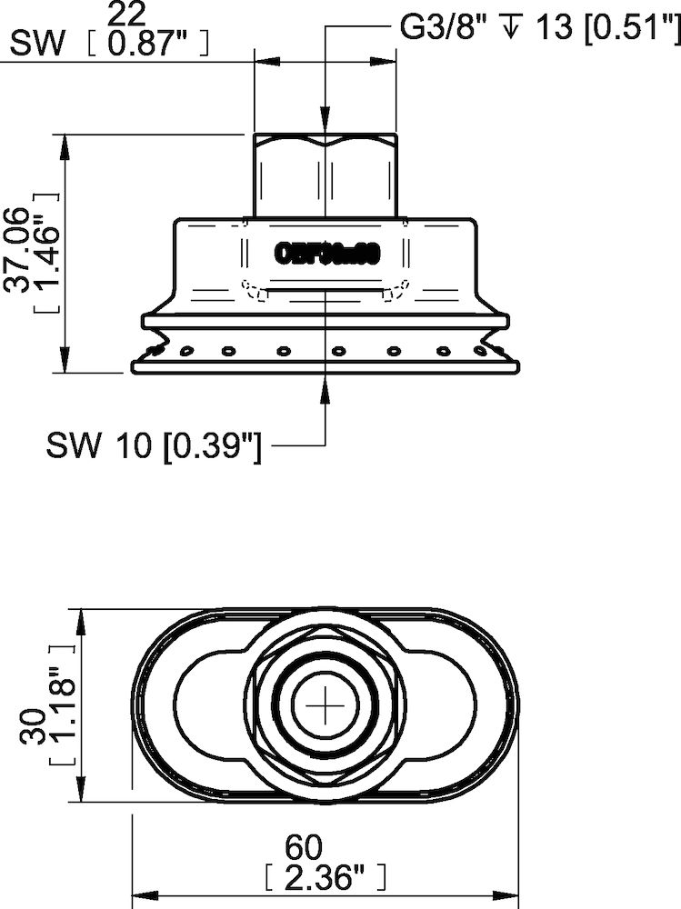 Piab Suction cup OBF30x60P Polyurethane 60, G3/8 female