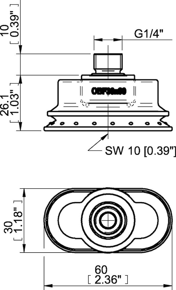 Piab Suction cup OBF30x60P Polyurethane 60, G1/4 male