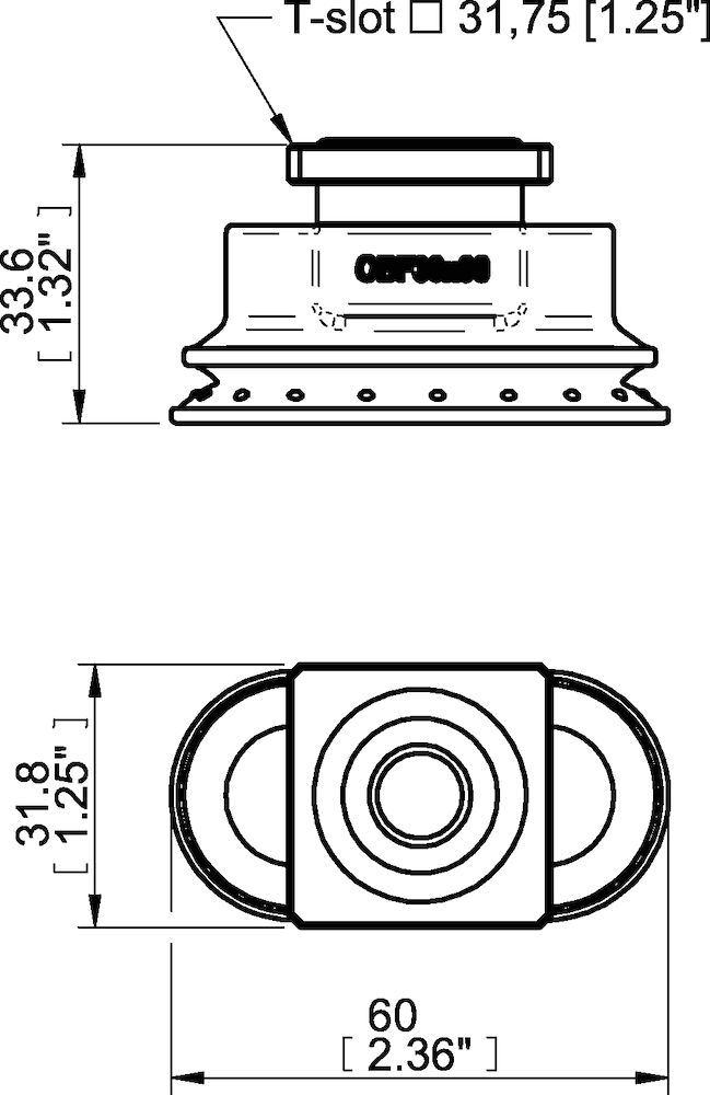 Piab Suction cup OBF30x60P Polyurethane 60, T-slot