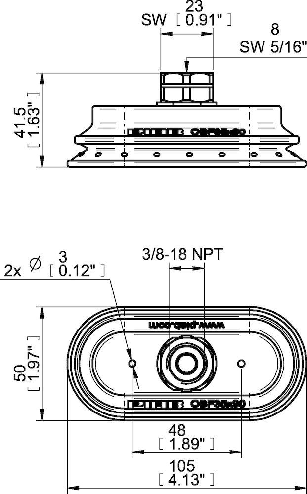 Piab Suction cup OBF35X90P Polyurethane 55/60, 3/8 NPT female