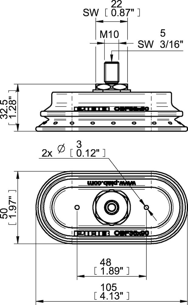 Piab Suction cup OBF35x90P Polyurethane 55/60, M10x1.5 male