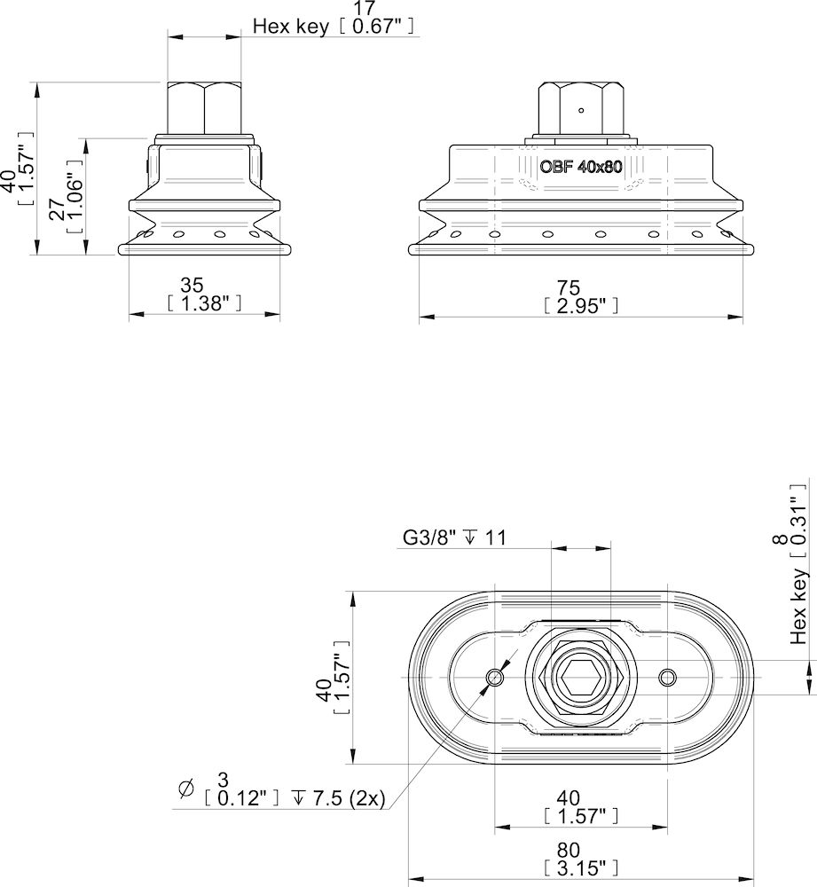 Piab Suction cup OBF40X80P Polyurethane 60, G1/4” female