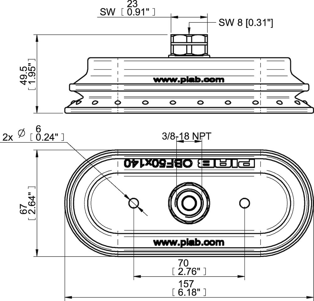 Piab Suction cup OBF50X140P Polyurethane 55/60, 3/8 NPT female