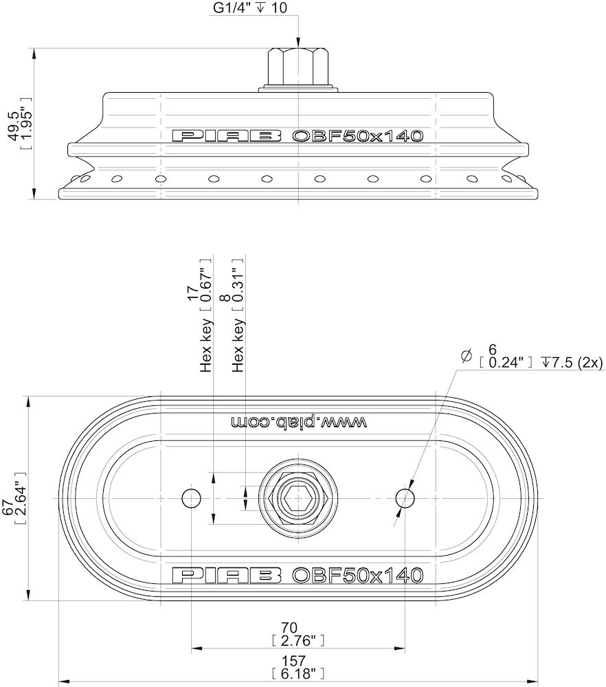 Piab Suction Cup OBF50x140P G1/4 female
