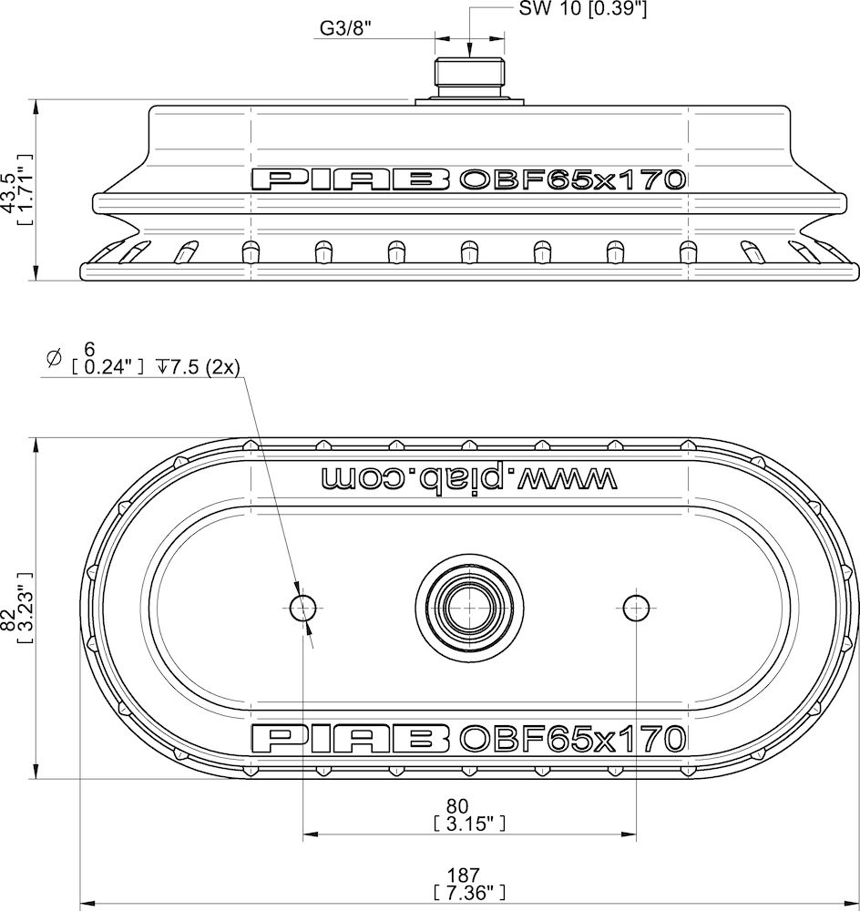Piab Suction cup OBF65x170P Polyurethane 55/60, M10x1.5 male