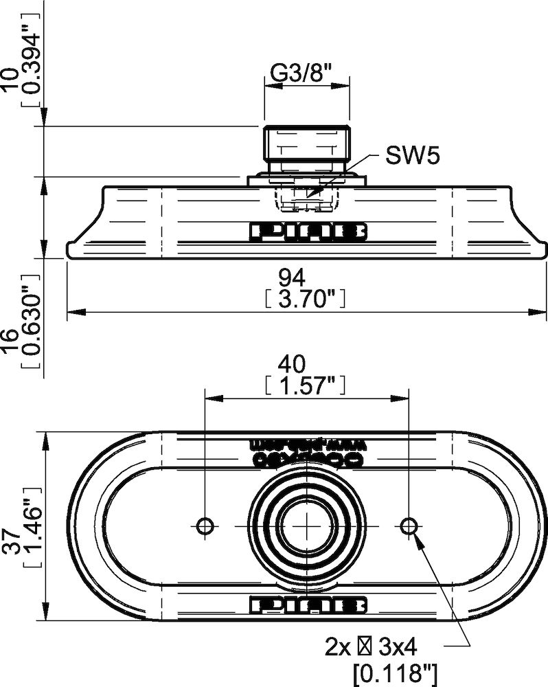Piab Suction cup OC35x90P Polyurethane 60, adjustable thread insert G3/8 male with mesh filter