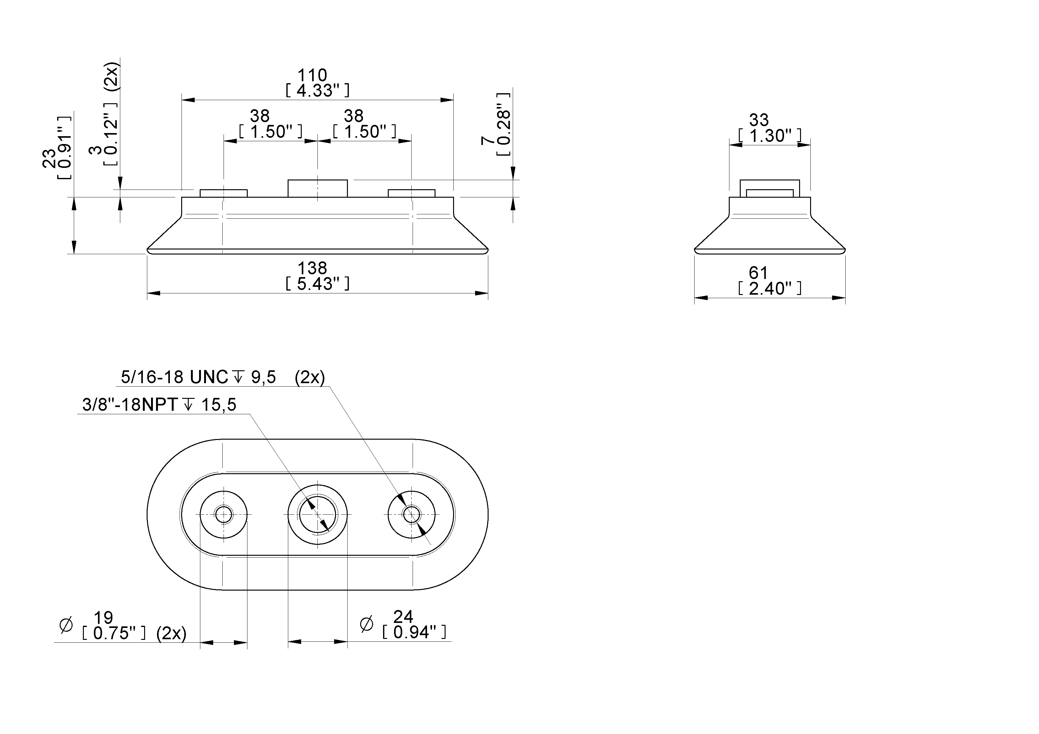 Piab Suction cup OC60x140 Nitrile, 3/8 NPT female