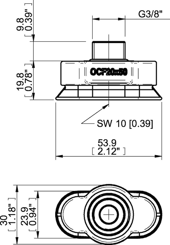 Piab Suction cup OCF20×50 Polyurethane 60, G3/8 male