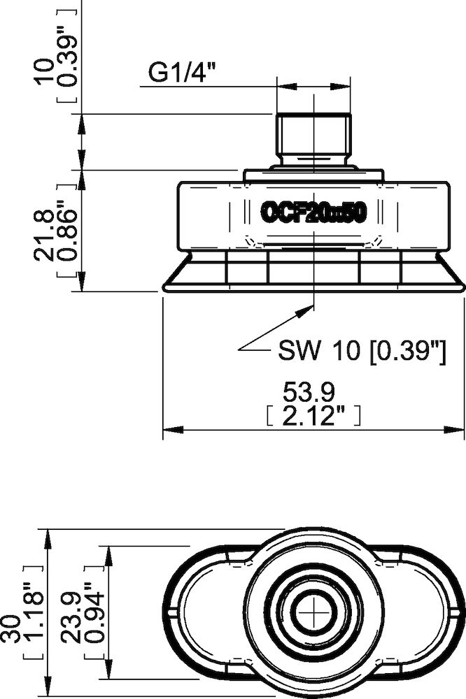 Piab Suction cup OCF20×50 Polyurethane 60, G1/4 male