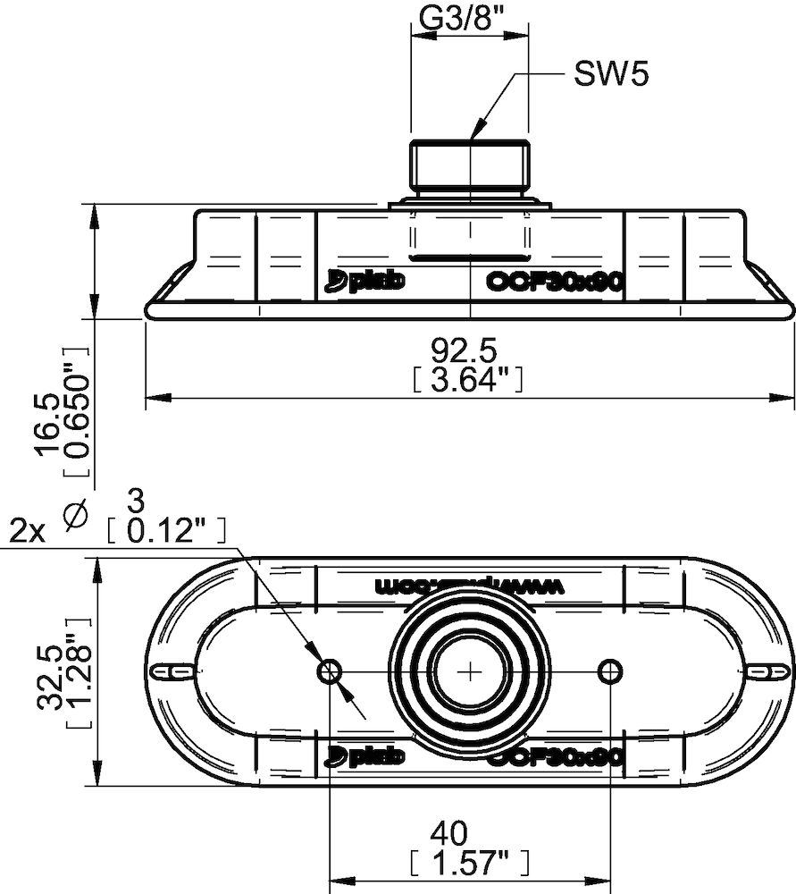 Piab Suction cup OCF30x90P Polyurethane 55/60, G3/8 male