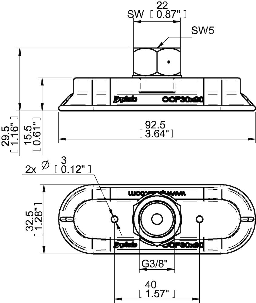 Piab Suction cup OCF30x90P Polyurethane 55/60, G3/8 female