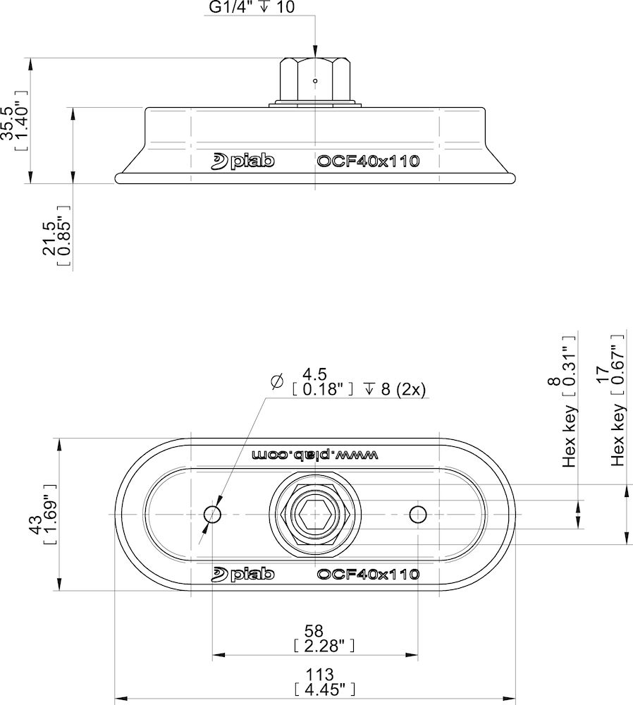 Piab Suction Cup OCF40x110 with G1/4 female