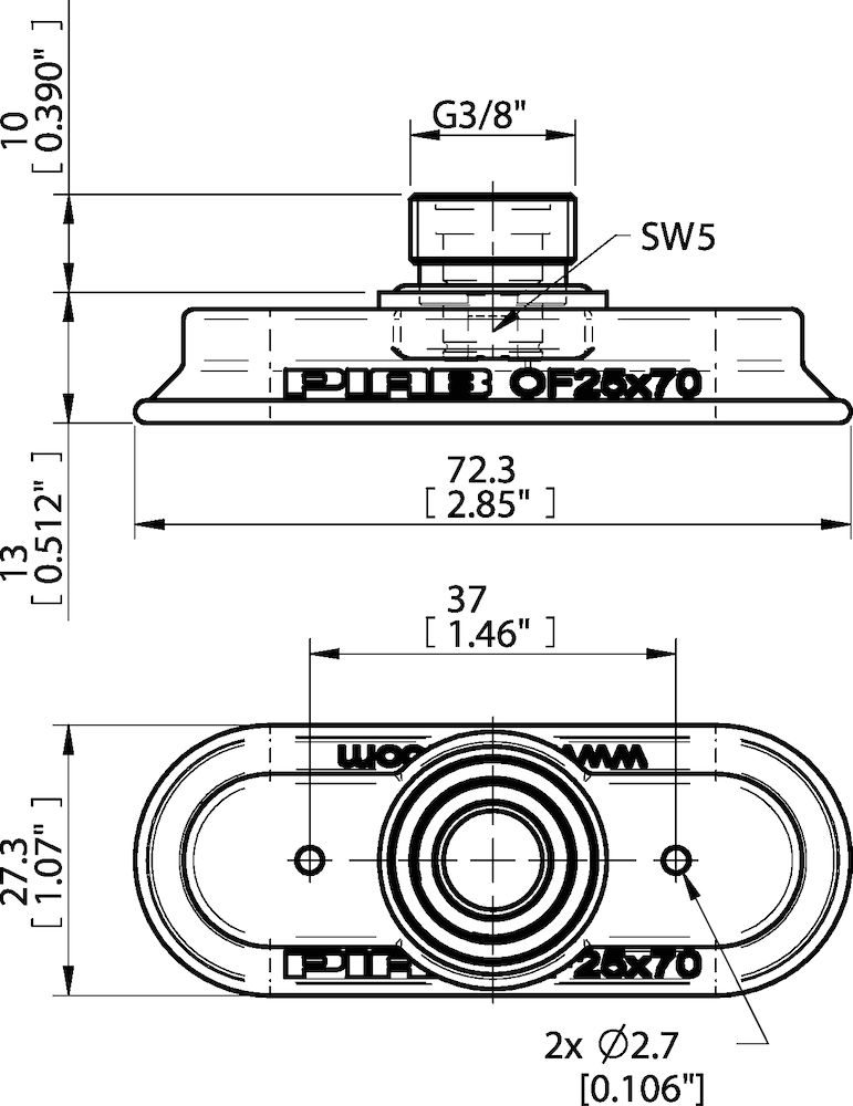Piab Suction cup OF25x70P Polyurethane 40, G3/8 male