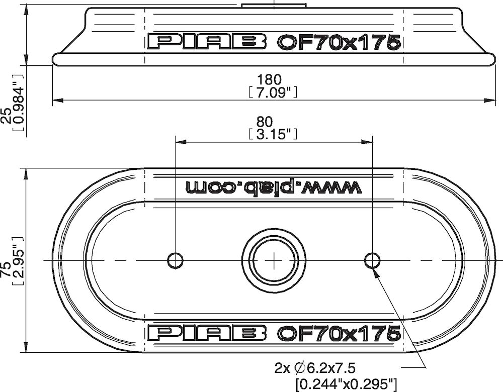 Piab Suction cup OF70x175P Polyurethane 40 with collar for Vacuum Gripper System (VGS)