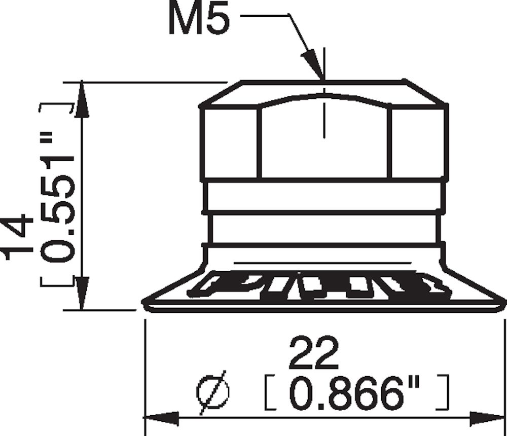Piab Suction cup U20 Silicone, M5 female, with dual flow control valve