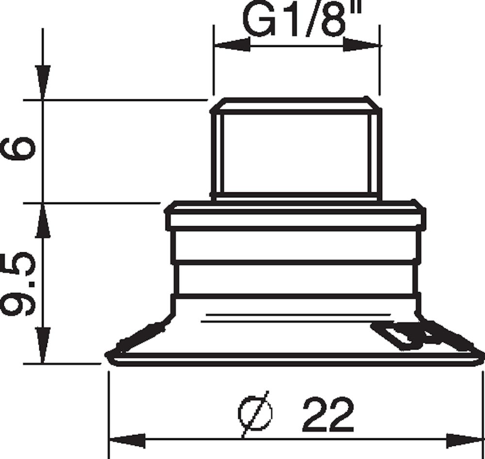 Piab Suction cup U20 HNBR, G1/8 male/M5 female, with mesh filter
